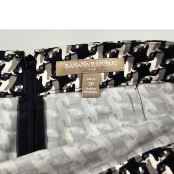Banana Rep  Pencil Skirt 2P Straight 2 Petite Above Knee Black retro houndstooth - Picture 6 of 6